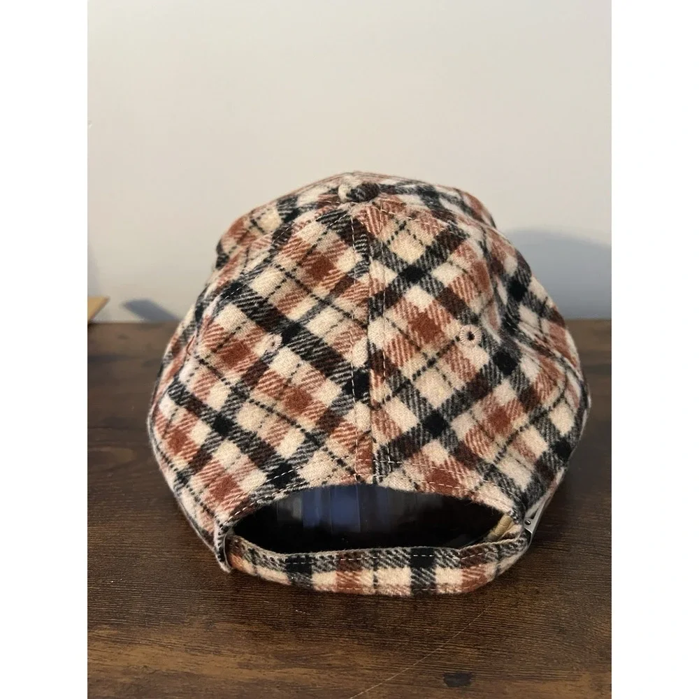 Aerie Plaid Smiley Face Baseball Cap Adjustable Flannel Hat One‎ Size